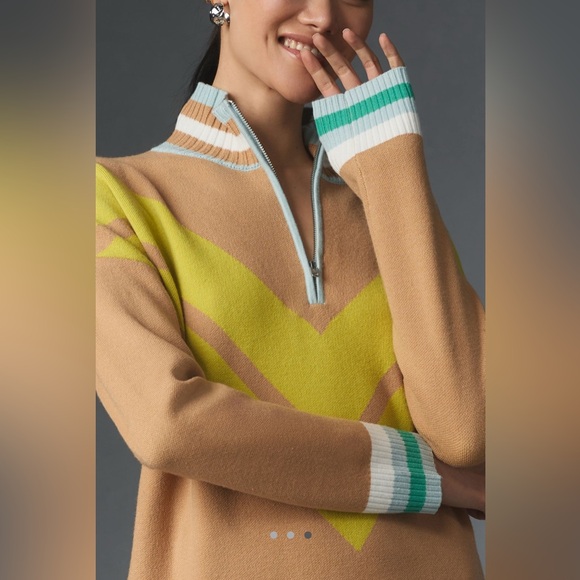 Maeve Varsity Half-Zip Tunic Mini Dress from Anthologie size large - Picture 3 of 6